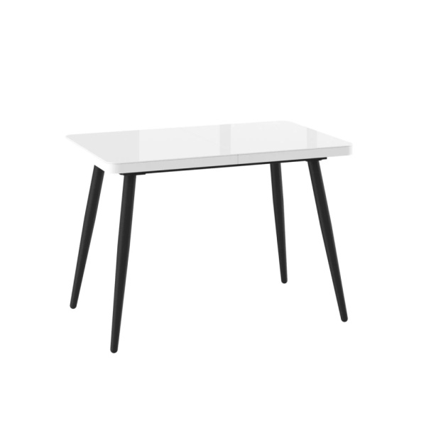 Стол BORG RADIAL-110, раздвижной со стеклом 110(142)х70, БЕЛЫЙ/ЧЕРНЫЙ